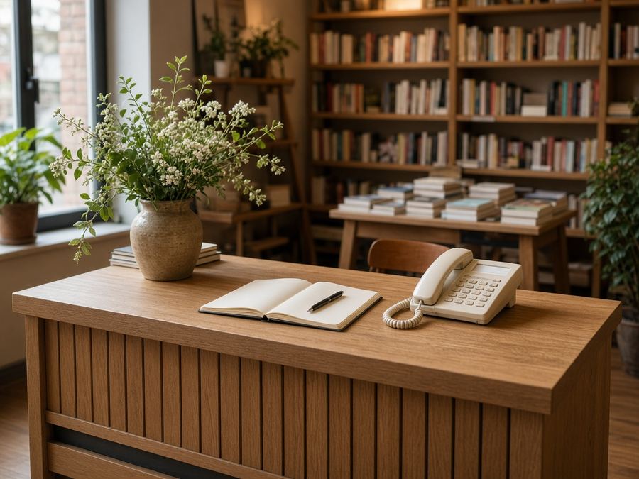 Contact desk at Books Circoreple in Kaunas
